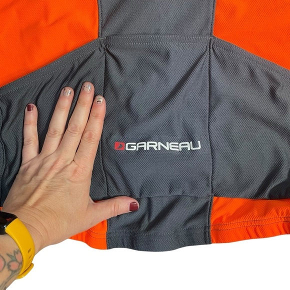 LG Louis Garneau Dark Gray Orange 1/2 Zip Men’s Cycling Jersey Sz M - Picture 3 of 7